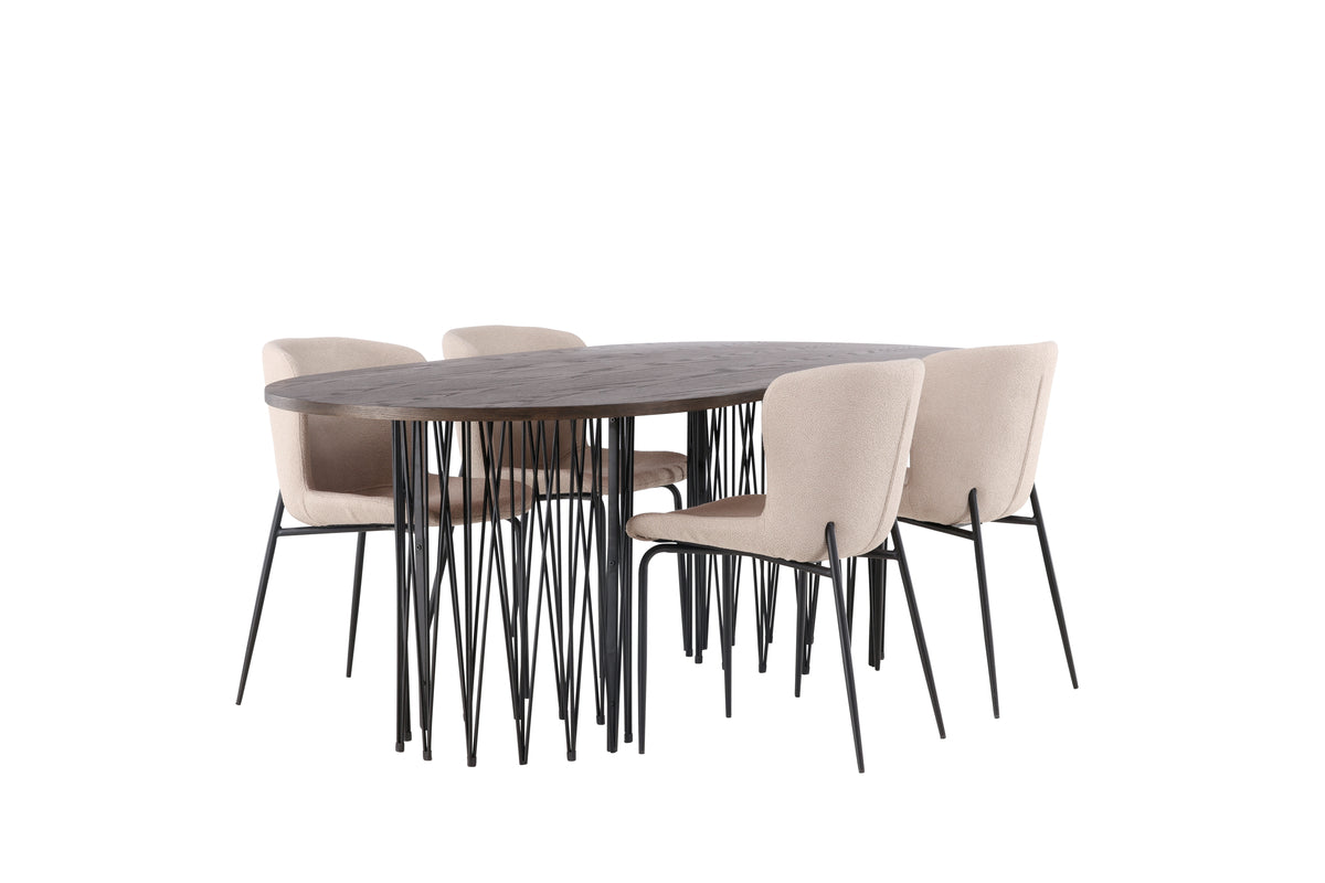 Dining Set Stone with the chairs Modesto - Pakke med 4
