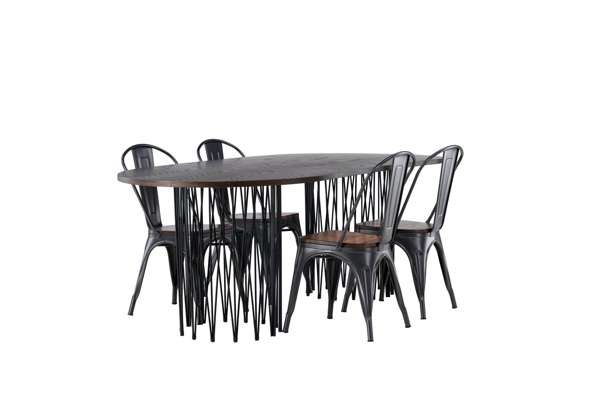 Dining Set Stone with the chairs Tempe - Pakke med 4