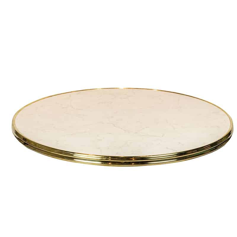 White Marmor + Brass Ring Bordplate Rund 70cm